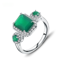 wholesale S925 Sterling Silver Luxury High-End Green Agate Ring, New Stylish Design Elegant Gemstone Ring-0-4