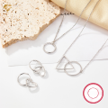 wholesale Metal Material: 925 Sterling Silver Cross-border Hot-Selling Necklace Set with Plain Circle and Heart Earrings, Versatile and Elegant Pendant Jewelry Wholesale-0-0