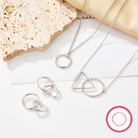 wholesale Metal Material: 925 Sterling Silver Cross-border Hot-Selling Necklace Set with Plain Circle and Heart Earrings, Versatile and Elegant Pendant Jewelry Wholesale-Heart Earrings 925 Silver