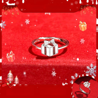 wholesale S925 Sterling Silver Exquisite Ring for Women, New Christmas and New Year Gift, Resin Adorable Bow Gift Box Index Finger Ring-Bow gift box ring/approx. 1.55g>JZ005336 sterling silver
