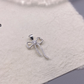 wholesale Sterling Silver with Diamond Bow Love Silk Long Pendant Fashion Minimalist Niche High-end Sense Jewelry Factory Wholesale-0-2