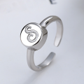 wholesale S925 Sterling Silver Korean Version Ins Minimalist Style Versatile Pattern Geometric Open Adjustable Ring for Women-0-1