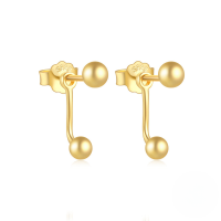 wholesale S925 Sterling Silver French Bicolor Marquise Crystal & Rhinestone Reversible Stud Earrings-Gold#2 925 Silver