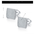 wholesale S925 Silver Cross-Border Foreign Trade New Square Arc Threaded Stud Earrings Full Moissanite Diamond Ear Studs European and American Hip-Hop Earrings-0-6