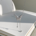 wholesale S925 Metal Fashion Dream Butterfly Tassel Elegant Butterfly Necklace Sweet Temperament Niche Design Advanced Versatile Gift Jewelry-0-0