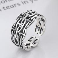 wholesale S925 Sterling Silver Wide Multi-Layer Interlocking Hollow Pig Nose Open Ring for Cross-Border European and American Index Finger-737J/approx. 3.4g Adjustable opening