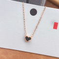 wholesale S925 Sterling Silver Agate Small Heart Necklace, Fashionable, Luxurious, Minimalist, Niche Design, Versatile Choker-0-8