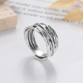 wholesale S925 silver European and American cross-border niche retro multi-layer wrap punk heavy metal design open ring-0-1