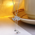 wholesale Silver Makers S999 Two Lives of Joy Lotus Tassel Necklace for Women, Chinese Style Minimalist Luxury Small Brand New Designer Collarbone Chain Trendy-0-0