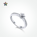 wholesale S925 Sterling Silver Classic 6-Prong High Carbon Diamond Light Luxury Micro-Set Engagement Ring for Women, Source Supplier for Internet Celebrity Live Streamers Wholesale-0-0