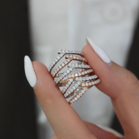 wholesale S925 Sterling Silver Red Elk Full Diamond Ring for Women, Couple Bands, Full Pavé, Available in Sizes, Gift, Unique, Commute, Light Luxury-BZ0031-Rose Gold US Size 7