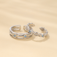 wholesale 925 Sterling Silver Light Luxury Princess and Knight Couple Rings Pair, Adjustable Open Ring with Engraving, Christmas Gift-Women's