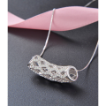 wholesale S925 Sterling Silver Hollow Cylinder Pendant for Women, Korean Style Minimalist and Unique Necklace, Niche Design Jewelry Wholesale Supply-0-0