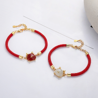 wholesale S925 Silver Yun Chao Xuan Fashion Red Rope Cute Dragon Hetian Jade Zodiac Birth Year Creative Chinese Style Bracelet Anklet-YFS254/A approx. 3.8g  925 silver