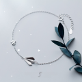 wholesale Sterling Silver S925 Women's Korean Style Paper Airplane Anklet with Diamond Stars, Minimalist and Fresh-0-3