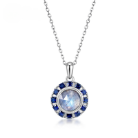 wholesale S925 Sterling Silver Plated White Gold, Japanese Minimalist Elongated Labradorite Pendant, Fresh and Elegant Necklace, Dropshipping for Autumn and Winter New Collection-Thick silver platinum (excluding chain)  925 silver