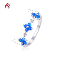 wholesale S925 Silver Ins Style Japanese Floral Round Composite Opal OPAL Ring Women's Blue Opal Light Luxury Jewelry Band-0-4
