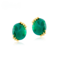 wholesale Spring/Summer New Collection Willow Whisper Series 925 Silver Gold-Plated Green Agate Stud Earrings for Women-0-0