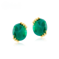 wholesale Spring/Summer New Collection Willow Whisper Series 925 Silver Gold-Plated Green Agate Stud Earrings for Women-Green Moss>925 Silver