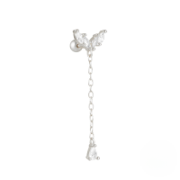 wholesale S925 Sterling Silver Moon Star Pendant Earrings With Screw Ball Threads For Cartilage Piercing-Single platinum #15