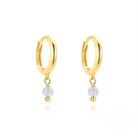 wholesale S925 Sterling Silver Zircon-studded Butterfly Four-pointed Star Opal Earrings, Super Sparkly Ear Hoops-Gold#3 925 Silver