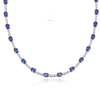 wholesale 925 Silver Jewelry New 2 Carat Oval 6*8 High Carbon Diamond Necklace Luxury Collarbone Chain 44cm-N215 Blue Diamond>925 Silver