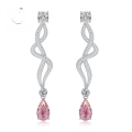 wholesale S925 silver new jewelry imported high-carbon diamond 7*11 pink diamond teardrop earrings, popular in celebrity live broadcasts-0-0