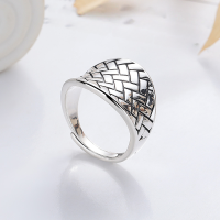 wholesale S925 Sterling Silver Retro Vintage INS Minimalist Wide Band Ring Simple and Versatile Open Adjustable Finger Ring-1295QJ/approx. 6.3g Adjustable opening