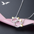 wholesale S925 Sterling Silver Korean-style Fashion Elegant Minimalist Cute Hollow Kitty Cat Necklace Women's Plain Silver Collarbone Chain-0-1