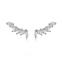 wholesale 925 Sterling Silver Marquise Zircon Ear Hook Wing Earrings for Women, Ins Light Luxury High-End Style-Platinum 925 silver
