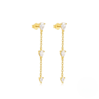 wholesale S925 Sterling Silver European Fashion Star Moon Chain Long Drop Fringe Earrings With Inlaid Zircons And Evil Eye-Gold#3 925 Silver