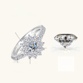 wholesale Wholesale of Trendy Women's Jewelry in Metal Material: Cross-Border Hot-Selling Snowflake Moissanite-Inspired Ring, Light Luxury Ins-Style Zirconia Statement Ring-0-6