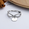 wholesale S925 Sterling Silver Retro Twist Braided "Nice" Pendant with Ins-Style Open Ring-0-1