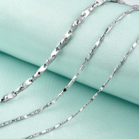 wholesale S925 Silver European and American Fashion Sweet and Elegant Women's Necklace Collarbone Chain Accessory Round Line M Chain Small Jewelry Wholesale-1.2 Round Wire M-16 inches 925 silver