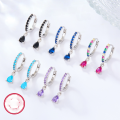 wholesale 925 Sterling Silver Small and Exquisite Ear Hoops for Women with Inlaid Diamond-Colored Zirconia Dopamine Earrings for Cross-Border Supply Wholesale-0-0