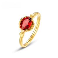 wholesale S925 Sterling Silver Fashionable Minimalist Garnet Ring Adjustable Open Band Wholesale from Manufacturer-10K gold + swimming paint>Adjustable opening