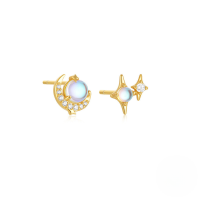 wholesale S925 Sterling Silver Planet Moonstone Elegant High-End Necklace and Earring Set Wholesale-Gold-Earrings #1 925 Silver