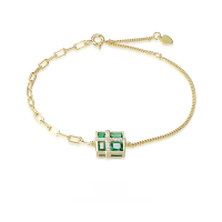 wholesale S925 Sterling Silver New Original Design Geometric Gemstone Bracelet, Niche Korean Light Luxury Zircon Inlaid-Color-preserving 14K yellow &gt; 925 silver