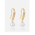 wholesale S925 Sterling Silver Pearl Earrings for Women, European and American Style Diamond-Studded Short Hook Earrings, Light Luxury Jewelry for Cross-Border Wholesale-0-1