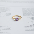wholesale 925 Silver Gold-Plated Geometric Amethyst Ring, Minimalist Korean and Japanese Style, Niche Luxury, Ins-Fashion Jewelry Wholesale-0-2