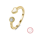 wholesale 925 Sterling Silver Minimalist Gold-Plated Adjustable Open Ring with Zirconia and Enamel Drip Design-0-6