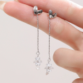 wholesale S925 Sterling Silver Korean Minimalist Heart Earrings Women Small Design Long Tassel Elegant Ear Studs Versatile Ear Accessories-0-1