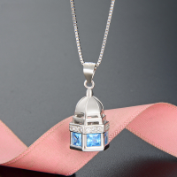 wholesale S925 Silver Crystal Pagoda Pendant Minimalist Style Popular Accessory Korean Version Women's Elegant Necklace-Single Pendant - Without Chain 925 Silver