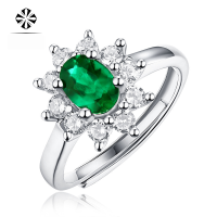 wholesale 925 Silver Fashionable and Temperament New Ring for Women, Small Niche Adjustable Live Opening Finger Ring, Internet Famous Live Streaming Best-Seller, Non-Fading-5*7 Emerald Opening adjustable