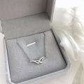 wholesale S925 Sterling Silver Maker's Flying Seagull Necklace, Korean-style Double V Light Luxury Niche W Letter Minimalist Collarbone Chain Jewelry-0-0