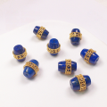 wholesale S925 silver gold-plated natural lapis lazuli accessories cylinder square tube bead drop pendant bracelet string DIY semi-finished products-0-4