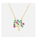 wholesale S925 Silver Fashion Colored Zircon Pendant Choker Necklace Korean Style Forest Series Wisdom Tree Women's Personality Necklace-0-1