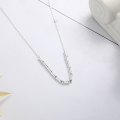 wholesale S925 Sterling Silver Korean Minimalist Ins Sweet Style Green Heart Zircon Design Pearl Collarbone Chain-0-1