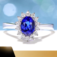wholesale 18K gold Sri Lanka natural sapphire ring for women, royal blue princess style band with diamond accents, versatile and fashionable-18K Yellow &gt; Customized Ring Size (Customer Service Changes Price)