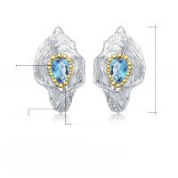 wholesale S925 silver Italian artisanal jewelry vintage-inspired designer earrings, luxurious natural gemstone stud earrings-Swiss Blue Topaz Earrings